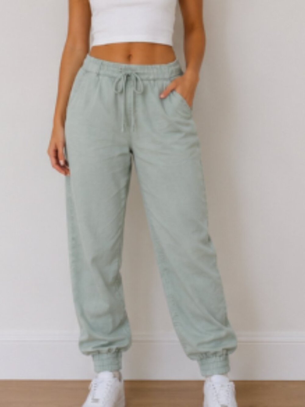 Cloth & Stone Sage Green Tencel Jogger Pants Size Large
